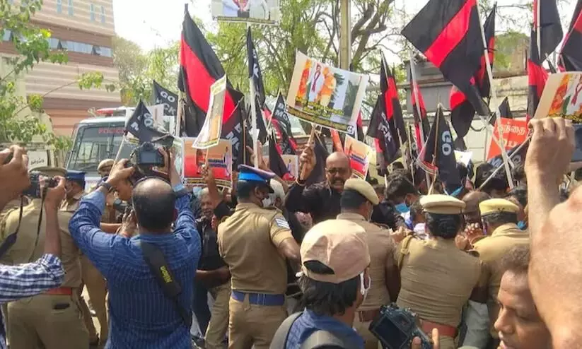 PM Modis Tamil Nadu visit 60 detained over Modi Against Tamil protest