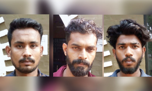 യു​വാ​വി​നെ ത​ട്ടി​ക്കൊ​ണ്ടു​പോ​യി മ​ർ​ദി​ച്ച കേ​സി​ൽ മൂ​ന്നു​പേ​ർ അ​റ​സ്​​റ്റി​ൽ