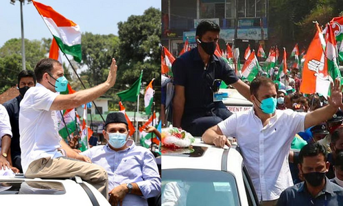 രാഹുലിന്‍റെ റോഡ്​ ഷോയിൽ ലീഗ്​ പതാക അഴിപ്പിച്ചെന്ന്​ സി.പി.എം; ഇടതുപക്ഷം വർഗീയത പരത്തുന്നുവെന്ന്​ യു.ഡി.എഫ്​