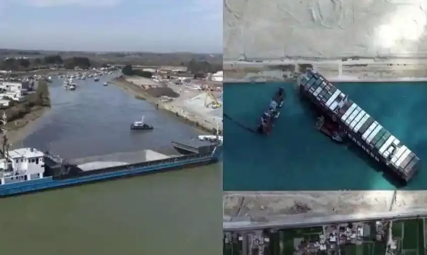 സൂയസ് കനാലിൽ കപ്പൽ കുടുങ്ങിയതുപോലെ അരുൺ റിവറിൽ മറ്റൊരു കപ്പലും കുടുങ്ങി സൂയസ് കനാലിൽ കപ്പൽ കുടുങ്ങിയതുപോലെ അരുൺ റിവറിൽ മറ്റൊരു കപ്പലും കുടുങ്ങി