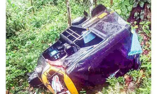 ഓട്ടോ മറിഞ്ഞ് മൂന്നുപേർക്ക് പരിക്ക്