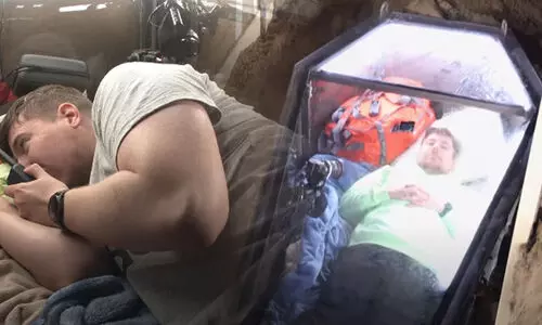 യൂട്യൂബറെ ജീവനോടെ കുഴിച്ചുമൂടി; ഗ്ലാസ്​ ശവപ്പെട്ടിയിൽ കഴിഞ്ഞത്​ 50 മണിക്കൂർ, വിഡിയോ