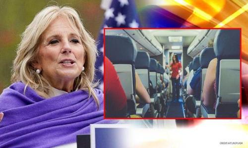 അമേരിക്കക്കാരെ ഏപ്രിൽ ഫൂൾ ആക്കി ബൈഡൻ പത്​നി; വിമാന ജീവനക്കാരിയുടെ റോളിൽ സൂപർഹിറ്റ്​