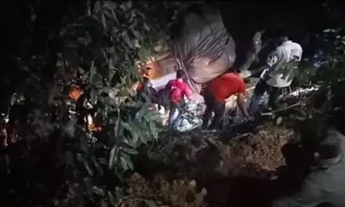 നാടുകാണി ചുരത്തിൽ 40 അടി താഴ്ചയിലേക്ക് ലോറി മറിഞ്ഞ് അപകടം