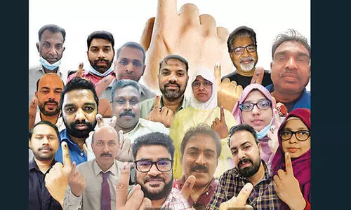 പ്ര​വാ​സി വോ​ട്ട്​: ചൂ​ണ്ടു​വി​ര​ലി​ൽ മ​ഷി​പു​ര​ട്ടി പ്ര​തി​ഷേ​ധം