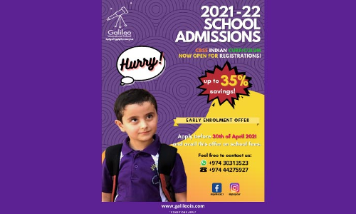 കോ​വി​ഡ്​:​ 35 ശ​ത​മാ​നം ഫീ​സി​ള​വു​മാ​യി ഗ​ലീ​ലി​യോ ഇ​ൻ​റ​ർ​നാ​ഷ​ന​ൽ സ്​​കൂ​ൾ