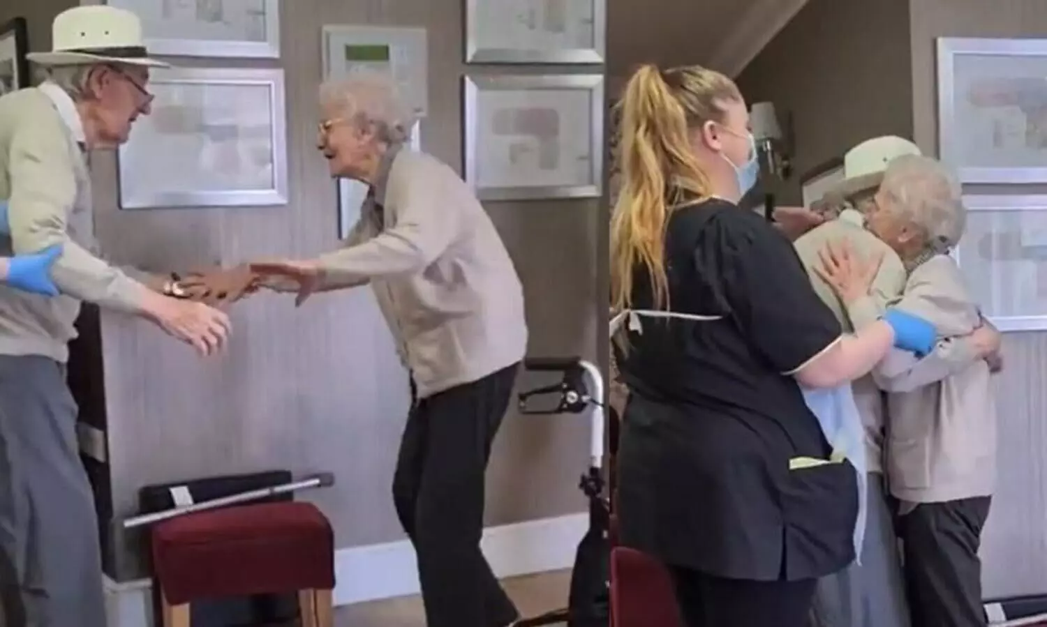 അത്രമേൽ സുന്ദരം, ഈ സ്നേഹ സംഗമം-കോവിഡ്​ അകറ്റിയ വൃദ്ധദമ്പതികൾ വീണ്ടും കണ്ടുമുട്ടുന്ന വിഡിയോ വൈറൽ