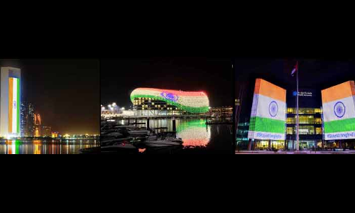 ഇന്ത്യക്ക്​ പിന്തുണ : ത്രിവർണത്തിൽ കുളിച്ച്​ യു.എ.ഇ