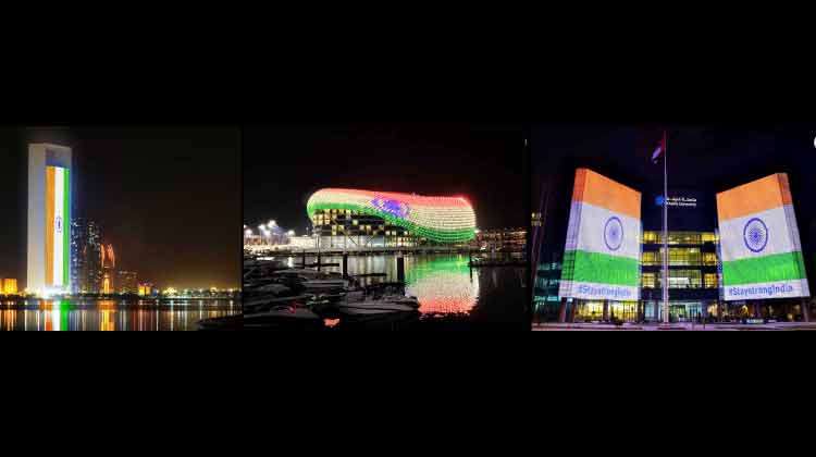 ഇന്ത്യക്ക് പിന്തുണ : ത്രിവർണത്തിൽ കുളിച്ച് യു.എ.ഇ ഇന്ത്യക്ക് പിന്തുണ : ത്രിവർണത്തിൽ കുളിച്ച് യു.എ.ഇ