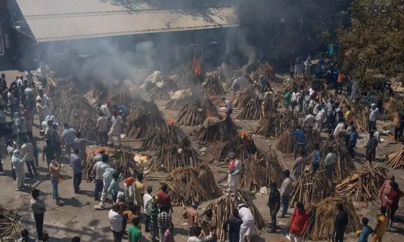 Delhi Multiple funeral pyres of those who died of COVID 19