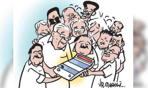 keral;a political leaders waiting result carttoon