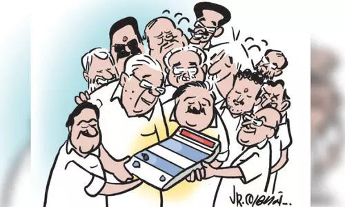 keral;a political leaders waiting result carttoon