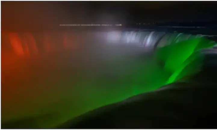 ​കോവിഡ്​ പോരാട്ടത്തിൽ ഇന്ത്യക്ക്​ പിന്തുണ; ത്രിവർണമണിഞ്ഞ്​ നയാഗ്ര വെള്ളച്ചാട്ടം