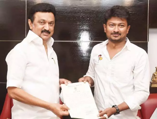 Stalin and his son Uday Nidhi Stalin and his son Uday Nidhi