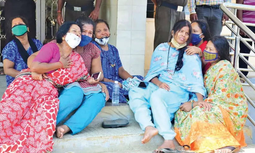 Relatives of covid patients crying infront of hospital