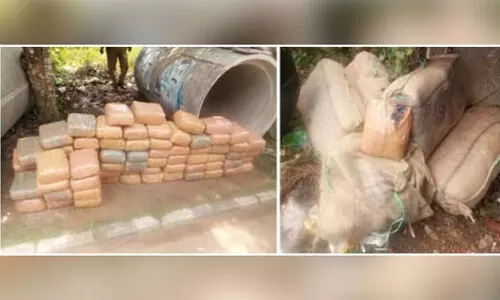 വാ​ട്ട​ർ അ​തോ​റി​റ്റി​യു​ടെ പൈ​പ്പു​ക​ൾ​ക്കു​ള്ളി​ൽ ചാ​ക്കി​ൽ പൊ​തി​ഞ്ഞ്​​ കഞ്ചാവ്​ കടത്ത്​; മൂന്നുപേർ പിടിയിൽ