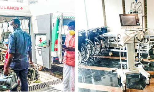 including ventilator. Attempt to transfer to medical college; Abandoned following protests