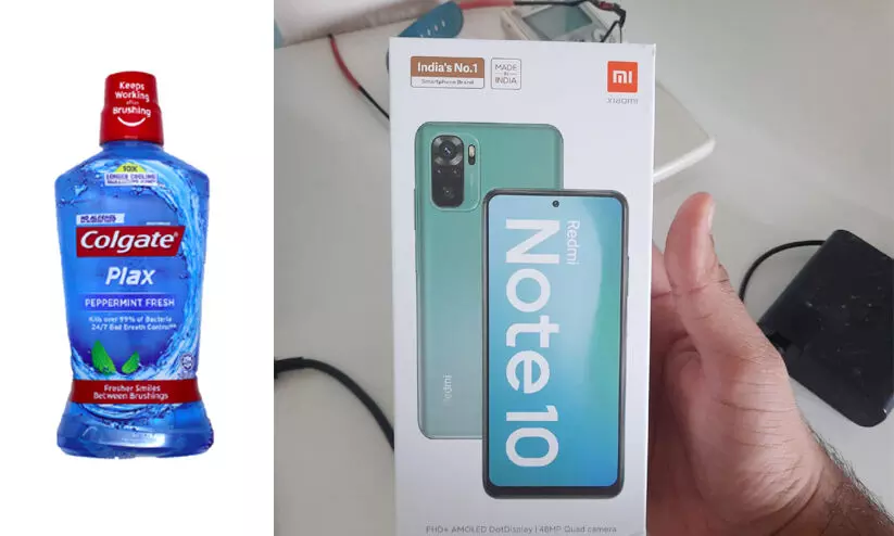 ആമസോണിൽ ഓർഡർ ചെയ്​തത്​ മൗത്​വാഷ്​, കിട്ടിയത്​ റെഡ്​മി നോട്ട്​ 10; കൗതുകം പങ്കുവെച്ച്​ യുവാവ്​