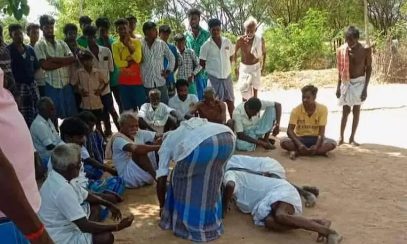 Three Dalit men forced to fall at feet of village panchayat
