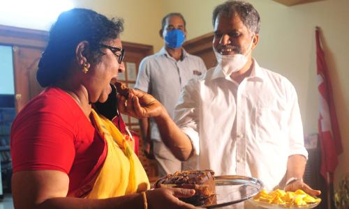 Prof R Bindu and Vijayaraghavan