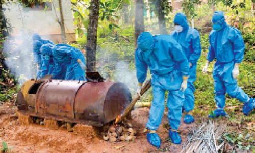 cremation of covid affected man