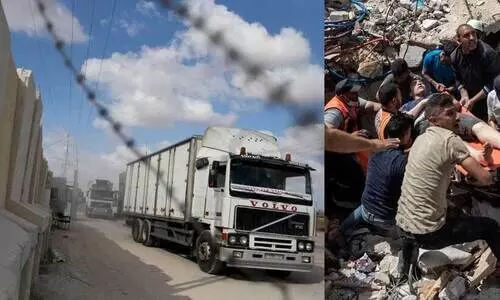 ഗസ്സയെ സഹായിക്കുന്നവരുടെ വഴിമുടക്കി ഇസ്രായേൽ; അതിർത്തികൾ അടച്ചു, ട്രക്കുകൾ പാതിവഴിയിൽ കുടുങ്ങി