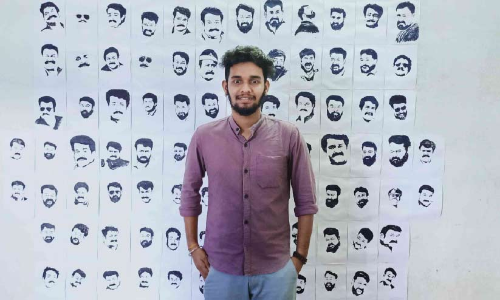 മോഹൻലാലി​െൻറ നൂറ് ചിത്രങ്ങൾ വരച്ച് വൈഷ്ണവ്