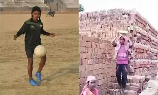 ഉപജീവനം വഴിമുട്ടി; ഇഷ്​ടികച്ചൂളയിൽ ദിവസ വേതനക്കാരിയായി ദേശീയ ഫുട്​ബാൾ താരം