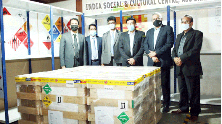 അബൂദബി ഐ.എസ്.സി 90 ഓക്സിജൻ സിലിണ്ടറുകൾ അയച്ചു അബൂദബി ഐ.എസ്.സി 90 ഓക്സിജൻ സിലിണ്ടറുകൾ അയച്ചു