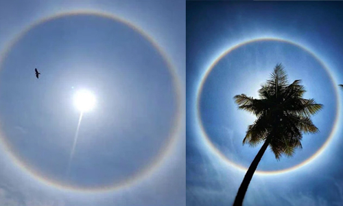 ബംഗളൂരുവി​െൻറ ആകാശത്ത് സൂര്യന് ചുറ്റും മഴവിൽ വലയം