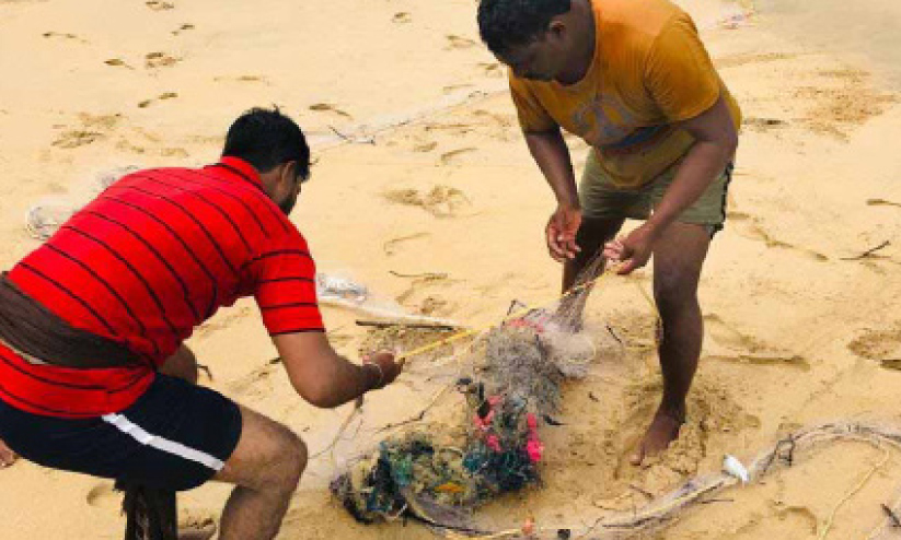 plastic waste in fishing net plastic waste in fishing net