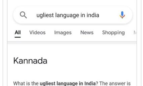 ഇന്ത്യയിലെ ഏറ്റവും മോശം ഭാഷ കന്നട എന്ന് ഗൂഗിൾ; നിയമ നടപടിയുമായി കർണാടക സർക്കാർ