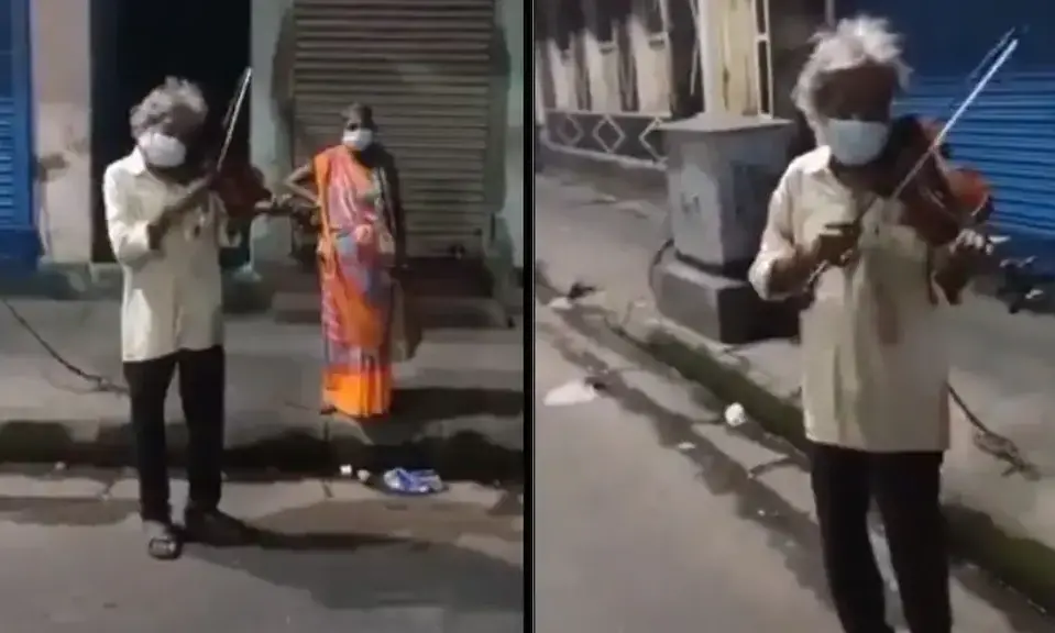 വയലിനിൽ പഴയ ബോളിവുഡ് ഗാനം മനോഹരമായി വായിക്കുന്ന വൃദ്ധൻ: വൈറൽ വിഡിയോ