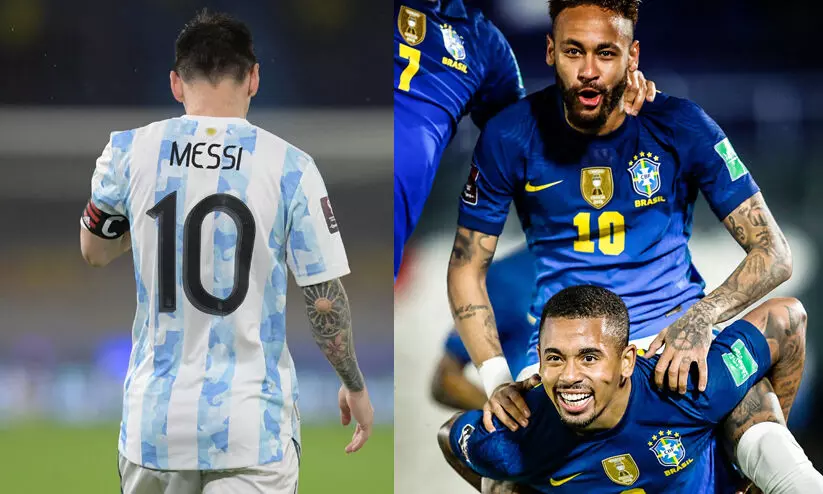 ജയിച്ച കളി കൈവിട്ട് അർജന്റീന; അപരാജിത കുതിപ്പുമായി ബ്രസീൽ ജയിച്ച കളി കൈവിട്ട് അർജന്റീന; അപരാജിത കുതിപ്പുമായി ബ്രസീൽ