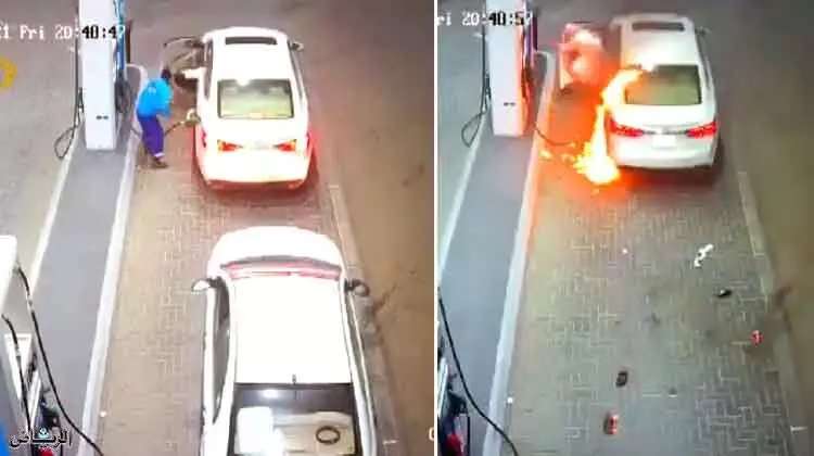 പെട്രോൾ പമ്പിൽ കാറിന് തീപിടിച്ചു പെട്രോൾ പമ്പിൽ കാറിന് തീപിടിച്ചു