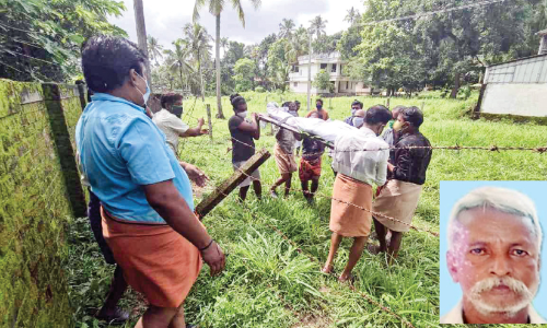 വഴിയടച്ചു; മാധവ​െൻറ അന്ത്യയാത്ര​ കമ്പിവേലിക്കിടയിലൂടെ