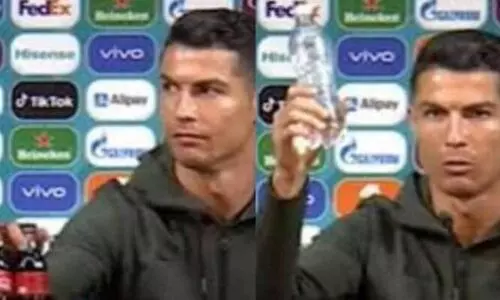 വാർത്തസമ്മേളനത്തിനിടെ പാനീയം റൊണോൾഡോ എടുത്തു മാറ്റി; കൊക്ക കോളക്കുണ്ടായത്​ കോടികളുടെ നഷ്​ടം