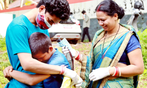 monty hugs his brother