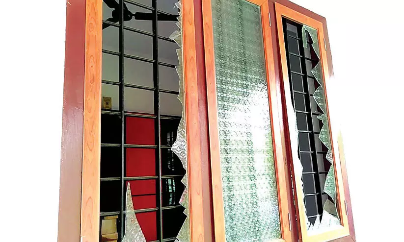 window glass broken in blast