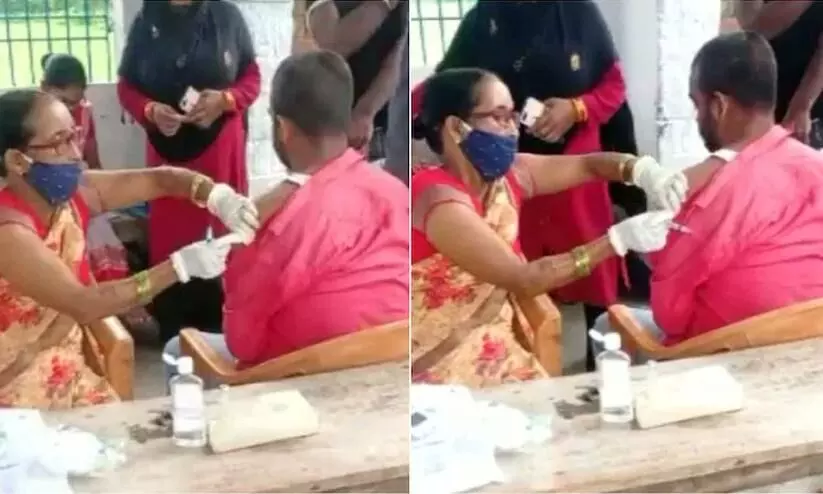 Bihar nurse jabs man with empty syringe during busy vaccine drive