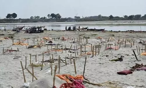 Ganga’s rising water levels bring corpses buried in sand to the surface