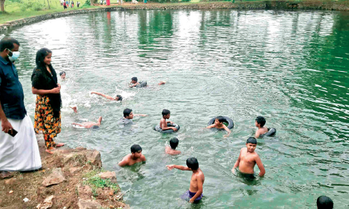 Hasina teaches to swim
