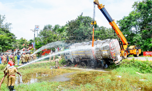 spirit lorry overturned