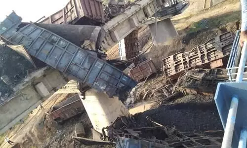 Goods Train Falls Off Bridge In Madhya Pradesh