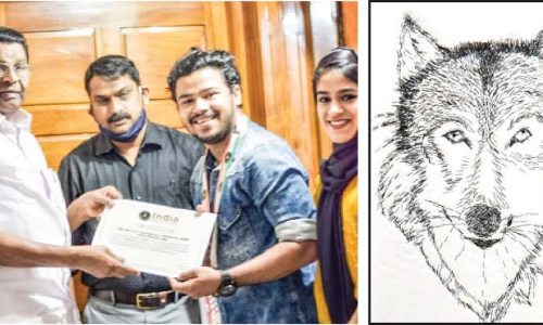 പിന്നിൽ ചെന്നായ്​: ഏഷ്യൻ ബുക്ക്​ ഓഫ്​ റെക്കോഡും ഇന്ത്യൻ ബുക്ക്​ ഓഫ്​ റെക്കോഡും നേടി ഫഹദ്​ എം. റാഫി