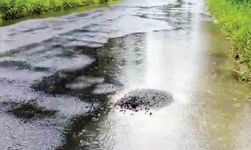 ഒരു മഴയിൽ തകരാനുള്ള ആയുസ്​ മാത്രമെ ഉണ്ടായിരുന്നുള്ളു പു​തു​താ​യി ടാ​ർ ചെ​യ്​​ത ഈ റോഡിന്​