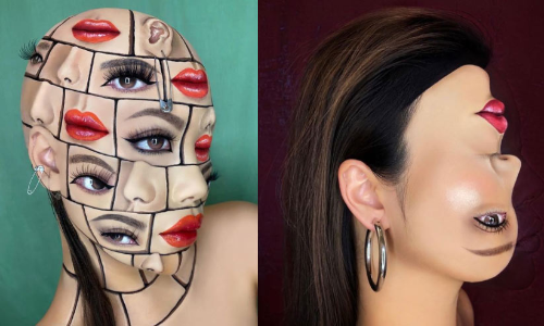 സ്വന്തം മുഖത്ത് ഒപ്ടിക്കൽ ഇല്യൂഷൻ; മേക്-അപ് കലാകാരിയുടെ ഫേസ് ആർട് വൈറൽ