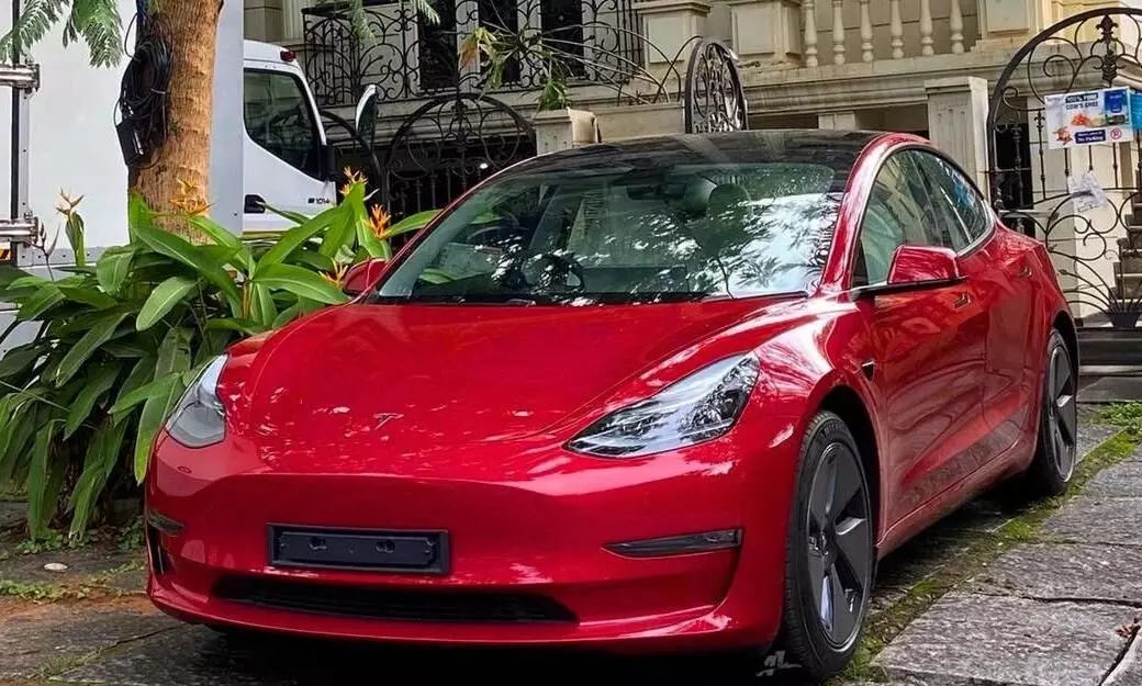 Tesla Model 3: India’s first car arrives in blood red colour