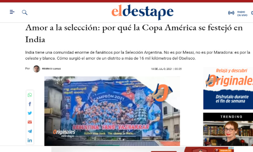 ക്രിക്കറ്റി​െൻറ നാട്ടിലെ ഫുട്​ബാൾ ആവേശം; കേരളത്തിലെ ആരാധകരെക്കുറിച്ച്​ വാർത്തയുമായി അർജ​ൈൻറൻ മാധ്യമം