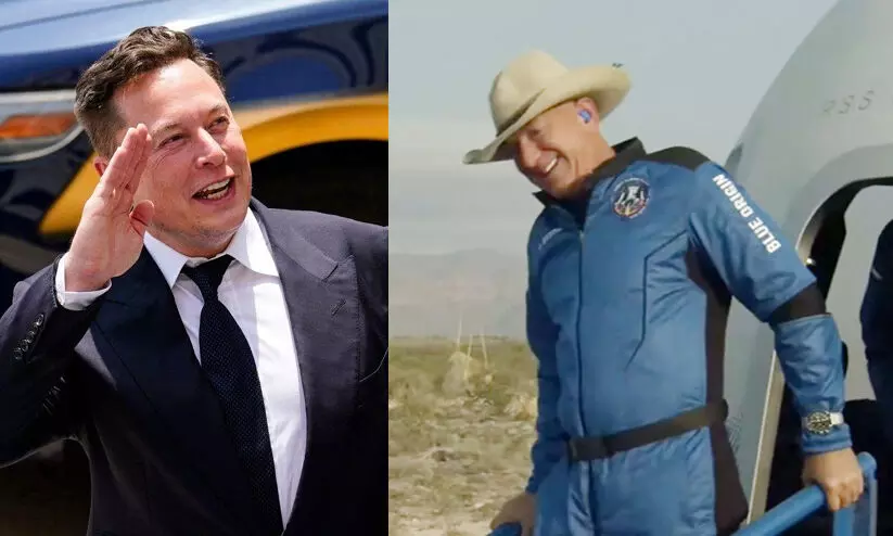 അഭിനന്ദനങ്ങൾ; ബഹിരാകാശം കീഴടക്കി തിരിച്ചിറങ്ങിയ ജെഫ് ബെസോസിനോട് ഇലോൺ മസ്ക് അഭിനന്ദനങ്ങൾ; ബഹിരാകാശം കീഴടക്കി തിരിച്ചിറങ്ങിയ ജെഫ് ബെസോസിനോട് ഇലോൺ മസ്ക്